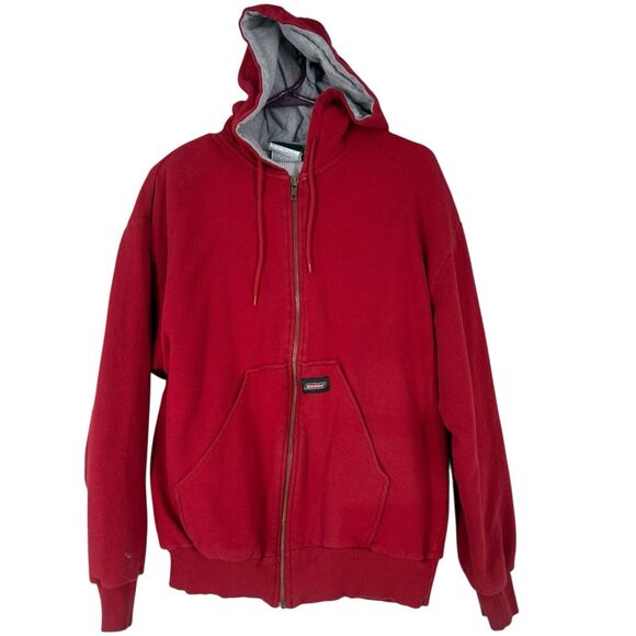 Dickies Red Full Zip Hoodie Sweatshirt Men’s M Workwear Casual Double Jacket - Picture 1 of 10